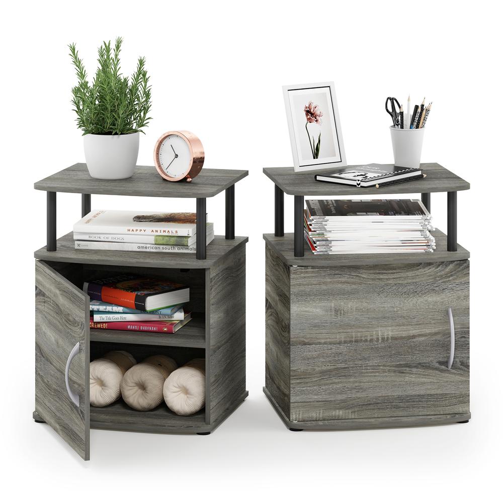 Furinno JAYA Utility Design End Table, Set of Two, French Oak Grey/Black. Picture 4
