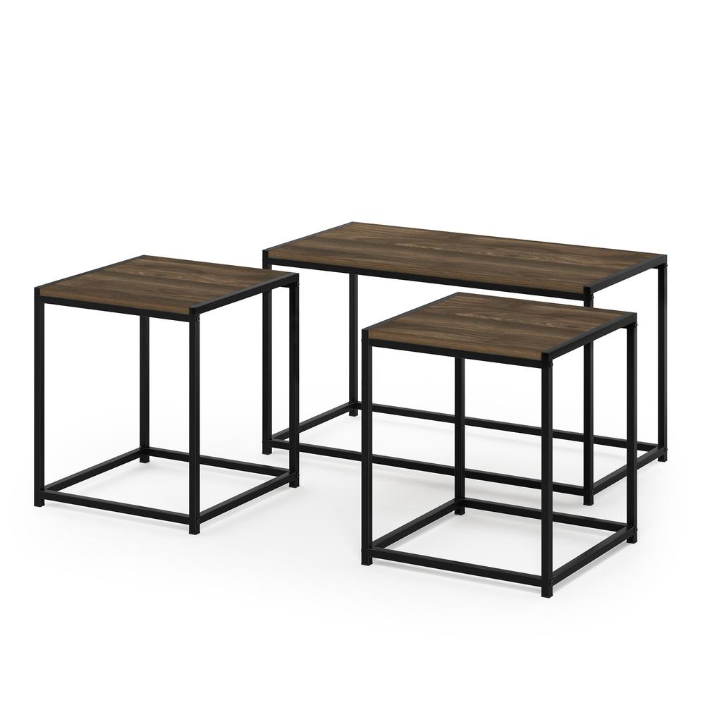 Furinno Camnus Modern Living Room Table Set with One Coffee Table and Two End Tables, Columbia Walnut. Picture 4