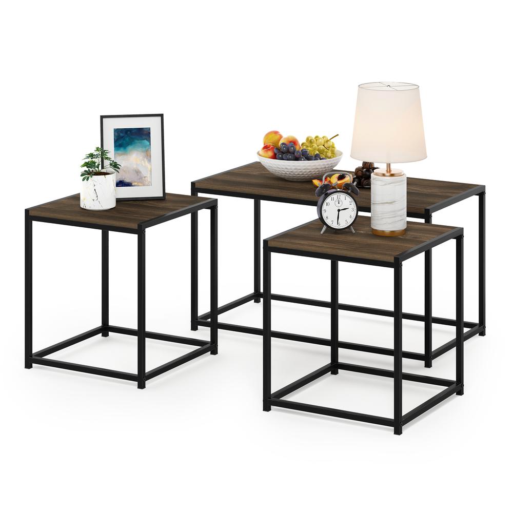 Furinno Camnus Modern Living Room Table Set with One Coffee Table and Two End Tables, Columbia Walnut. Picture 5