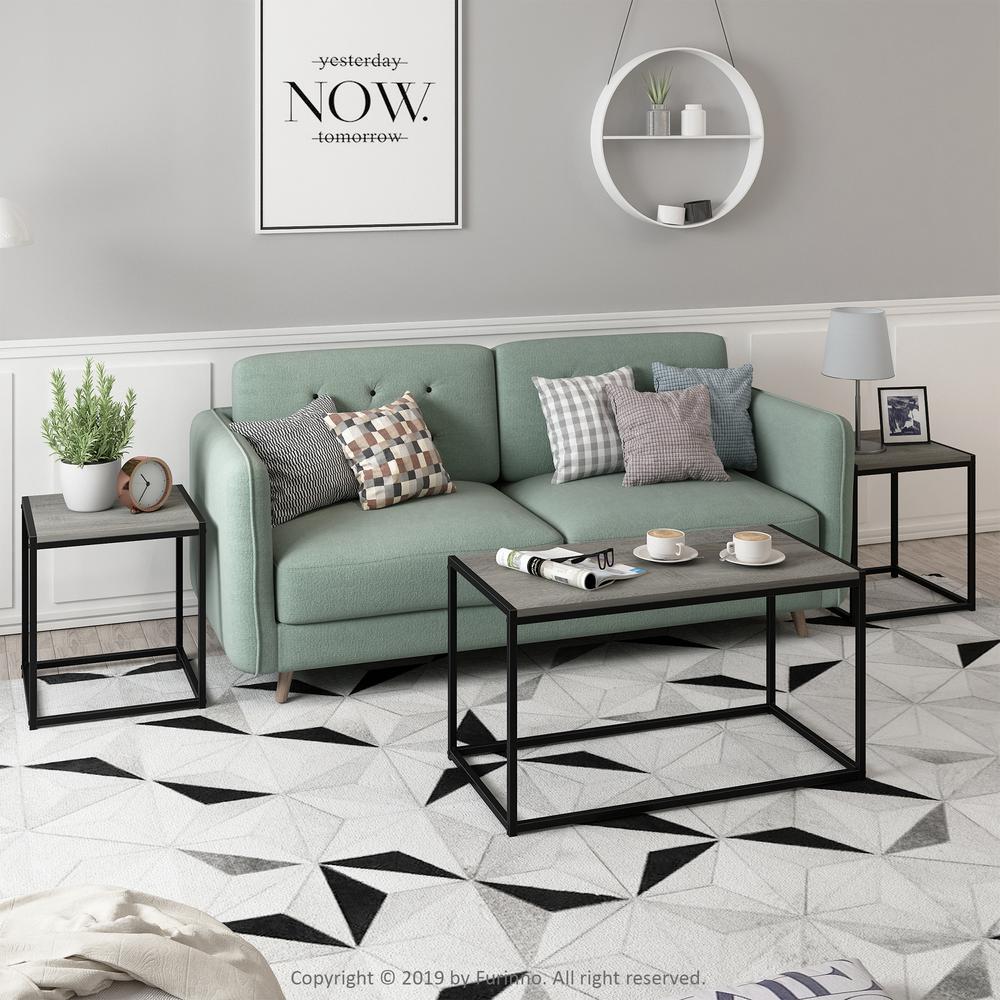Furinno Camnus Modern Living Room Table Set with One Coffee Table and Two End Tables, Americano. Picture 7