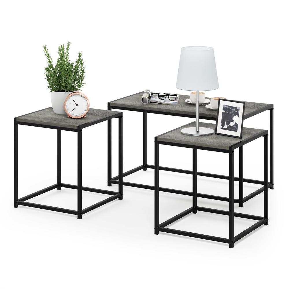 Furinno Camnus Modern Living Room Table Set with One Coffee Table and Two End Tables, Americano. Picture 5