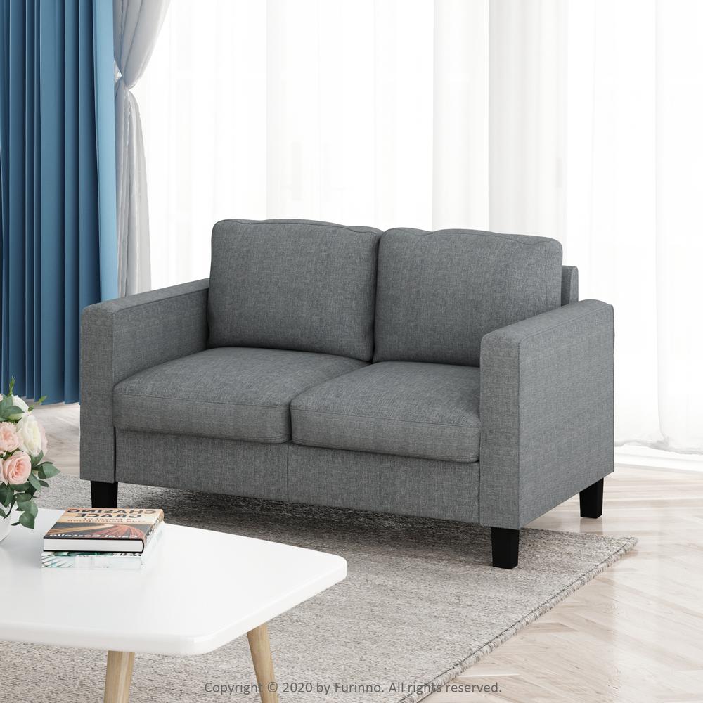 Furinno Bayonne Modern Upholstered Loveseat, Gunmetal. Picture 6