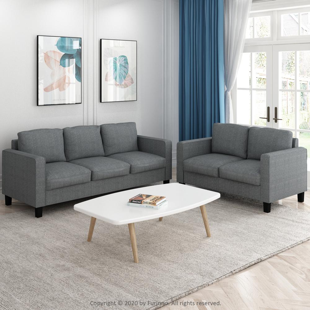 Furinno Bayonne Modern Upholstered Loveseat, Gunmetal. Picture 7