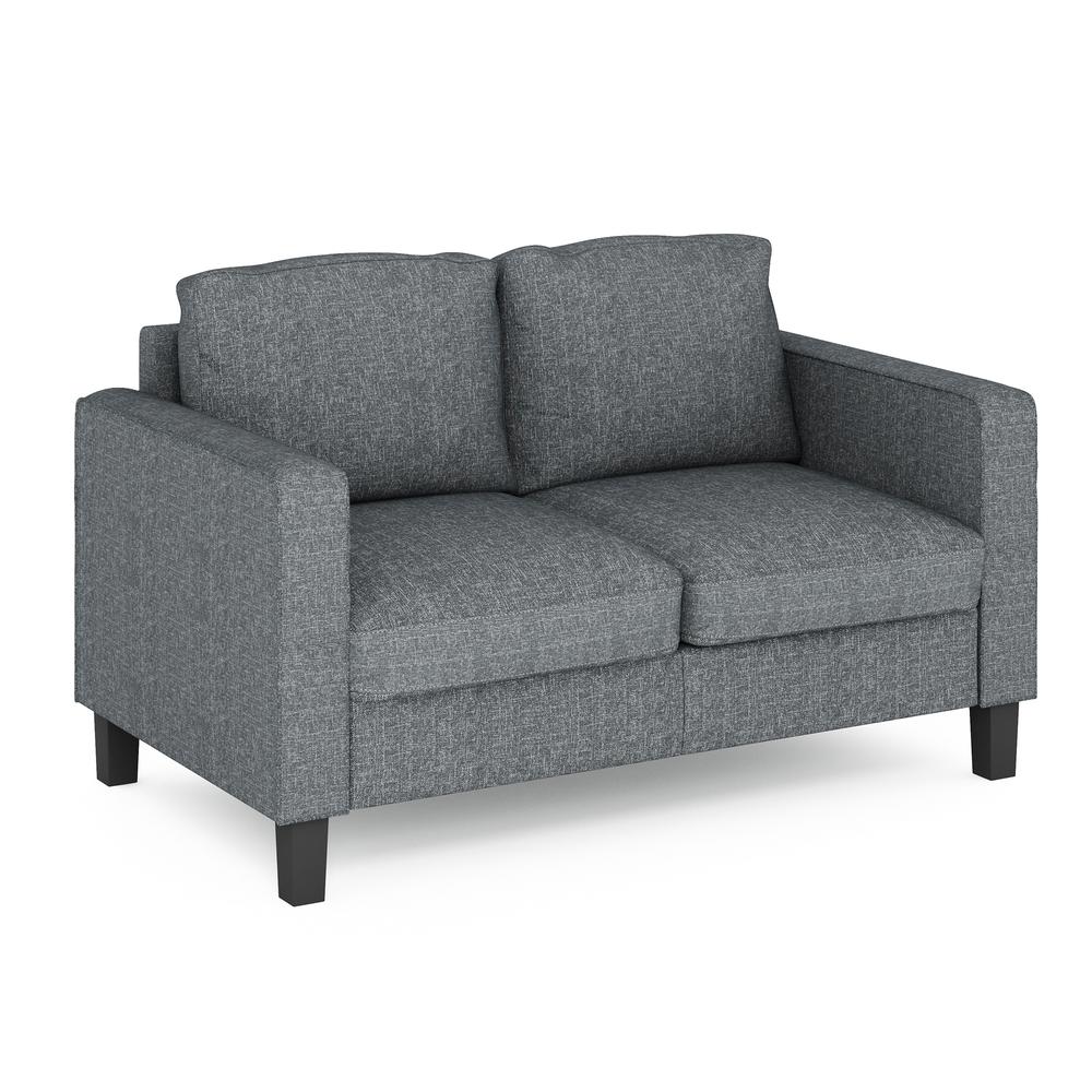 Furinno Bayonne Modern Upholstered Loveseat, Gunmetal. Picture 1