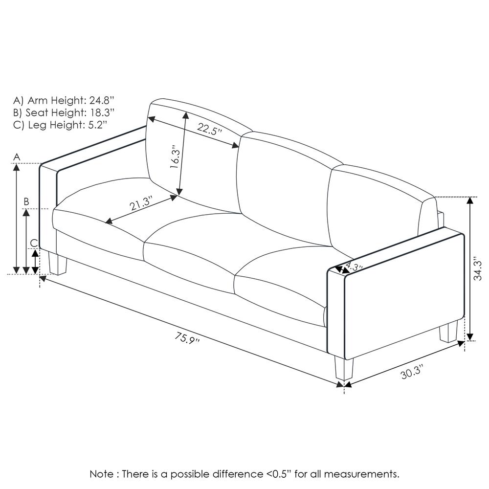 Furinno Bayonne Modern Upholstered 3-Seater Sofa, Fog. Picture 2