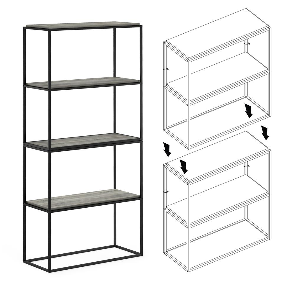Furinno Moretti Modern Lifestyle Wide Stackable Shelf, 2-Tier, French Oak Grey. Picture 4