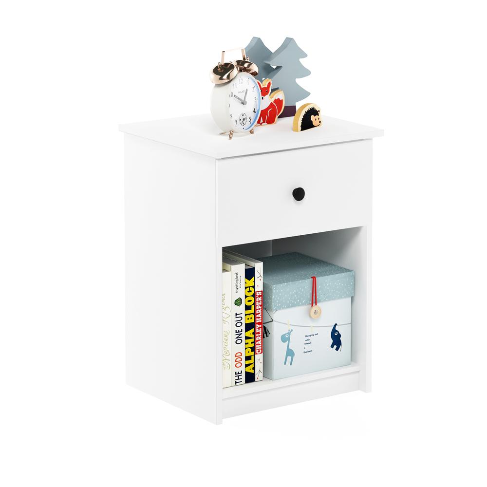 Furinno Lucca Nightstand with One Drawer, White. Picture 4