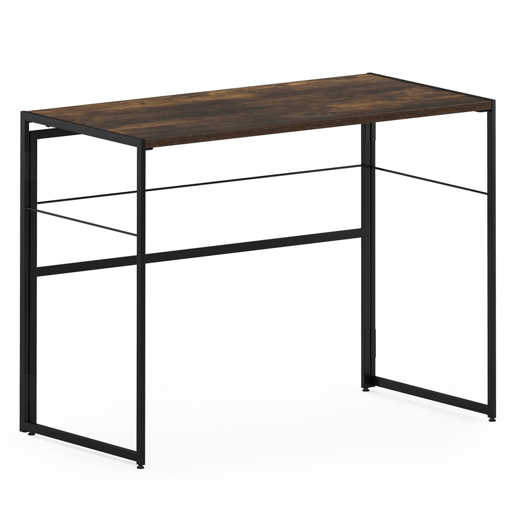 Furinno Riau No Tool Metal Frame Computer Desk, Rustic Oak/Black. Picture 1