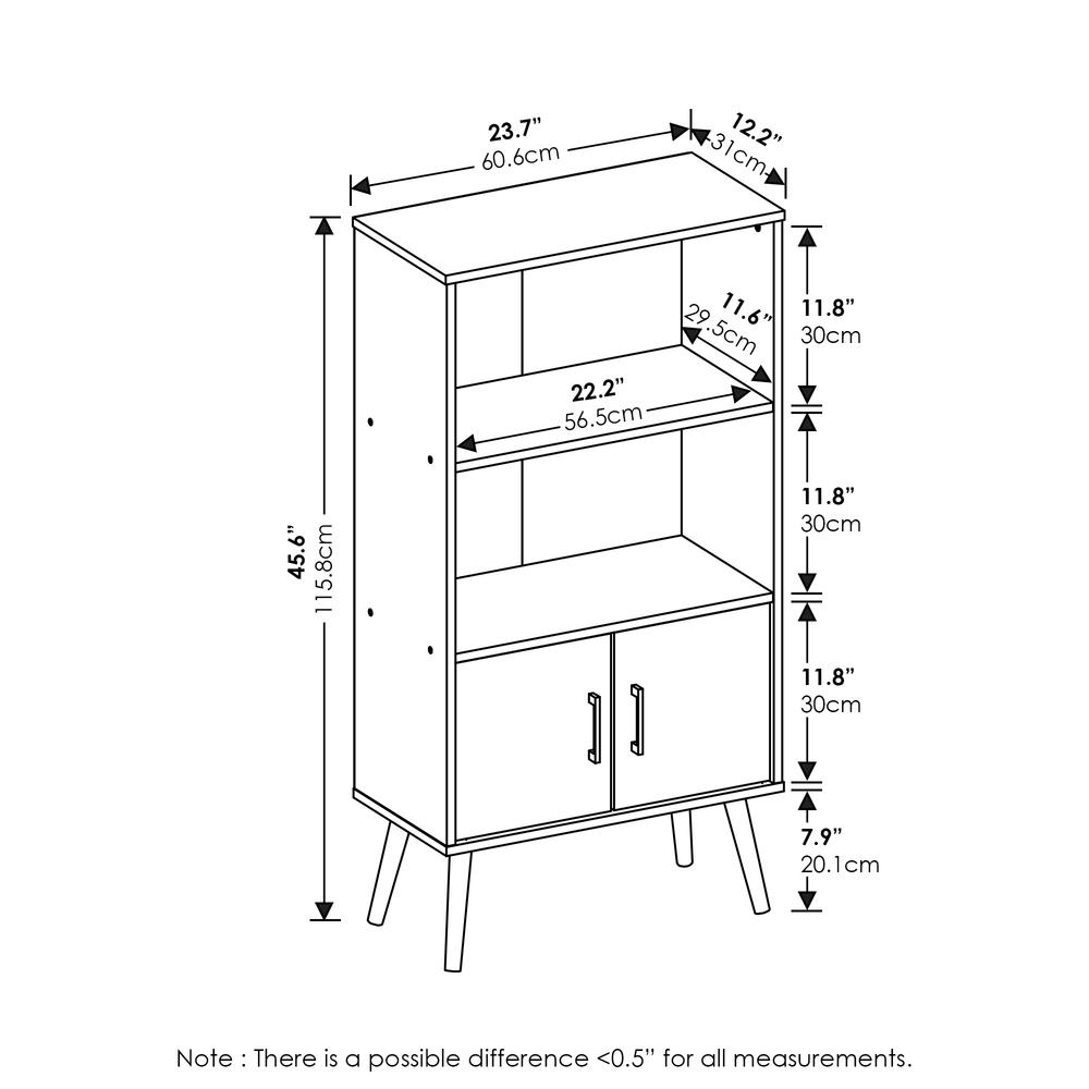 Furinno Claude Mid Century Style Accent Cabinet with Wood Legs, Espresso. Picture 2