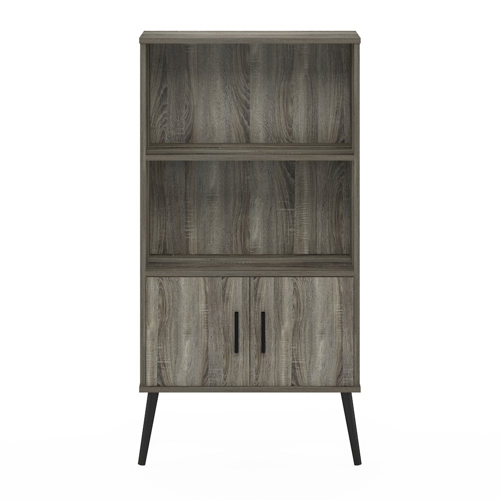 Storage Cabinet with Doors and Shelves, Bookshelf with Legs, Grey Oak. Picture 7