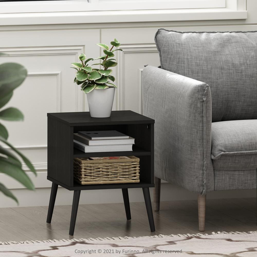 Furinno Claude Mid Century Style End Table with Wood Legs, Espresso. Picture 7