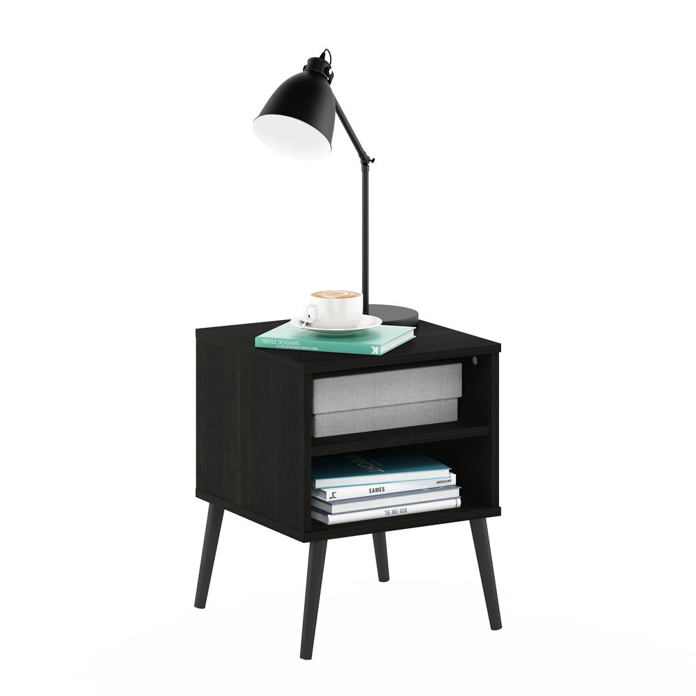 Furinno Claude Mid Century Style End Table with Wood Legs, Espresso. Picture 4