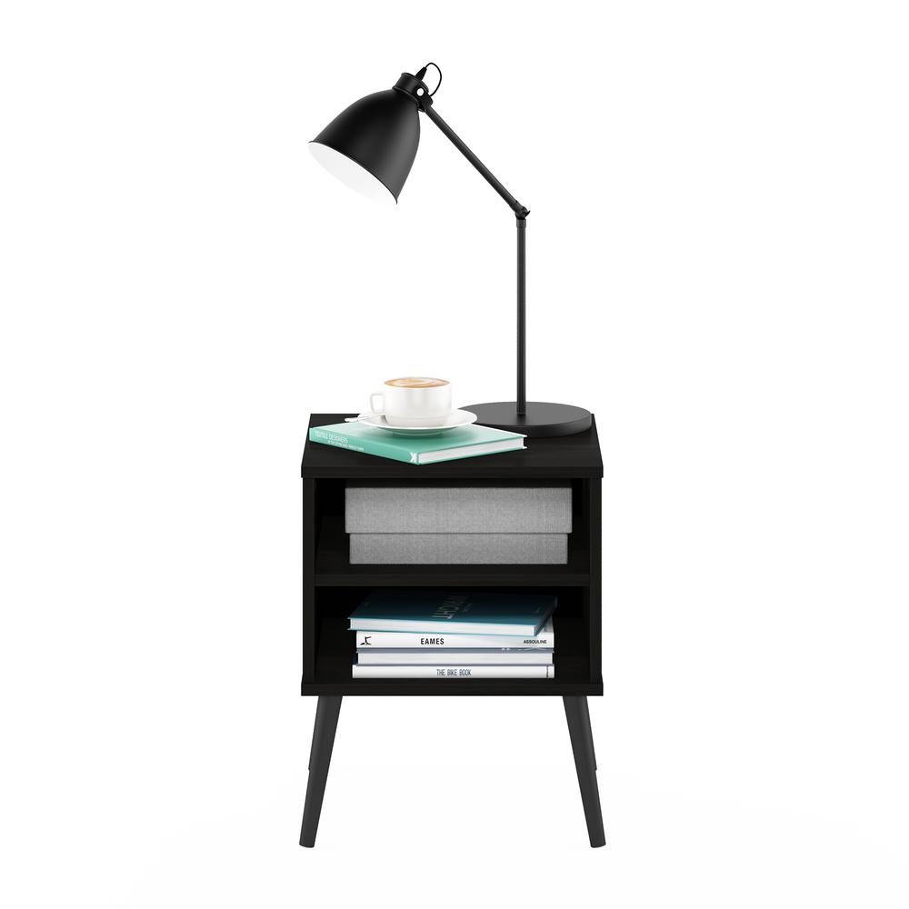 Furinno Claude Mid Century Style End Table with Wood Legs, Espresso. Picture 5