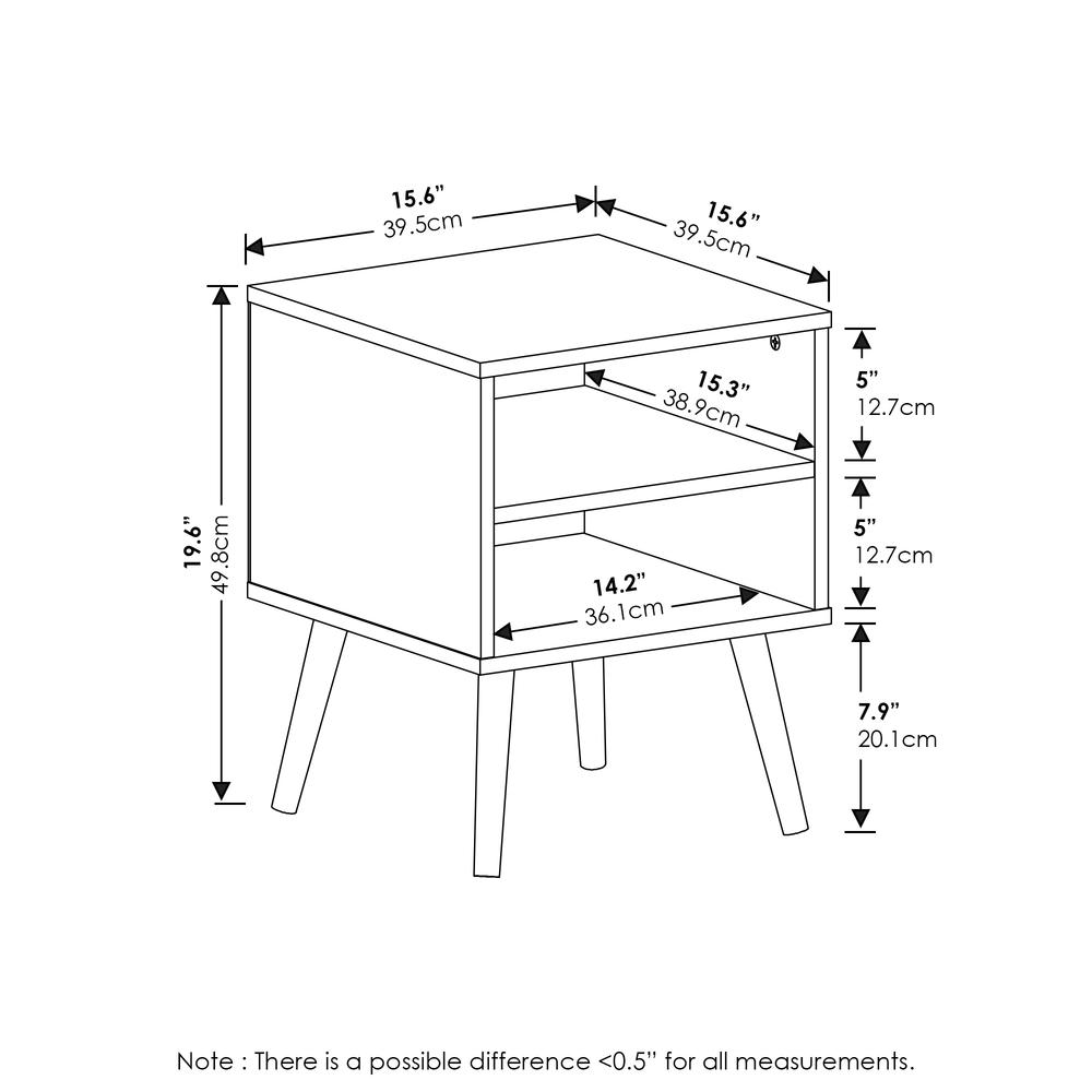 Furinno Claude Mid Century Style End Table with Wood Legs, French Oak Grey. Picture 2