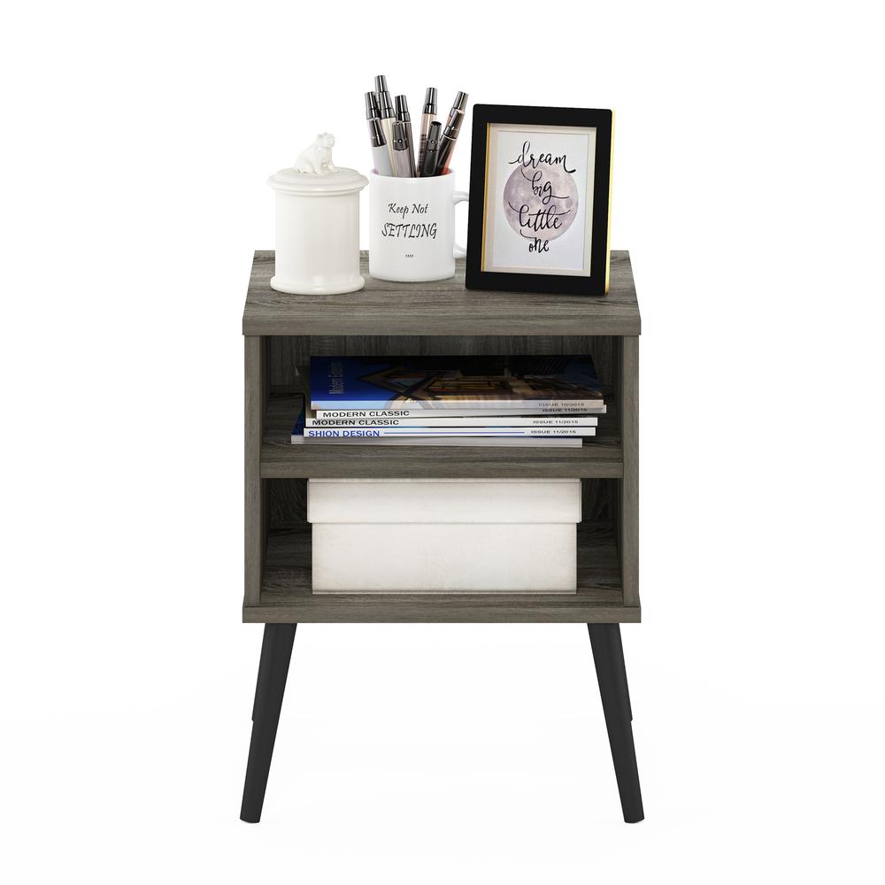 Furinno Claude Mid Century Style End Table with Wood Legs, French Oak Grey. Picture 5