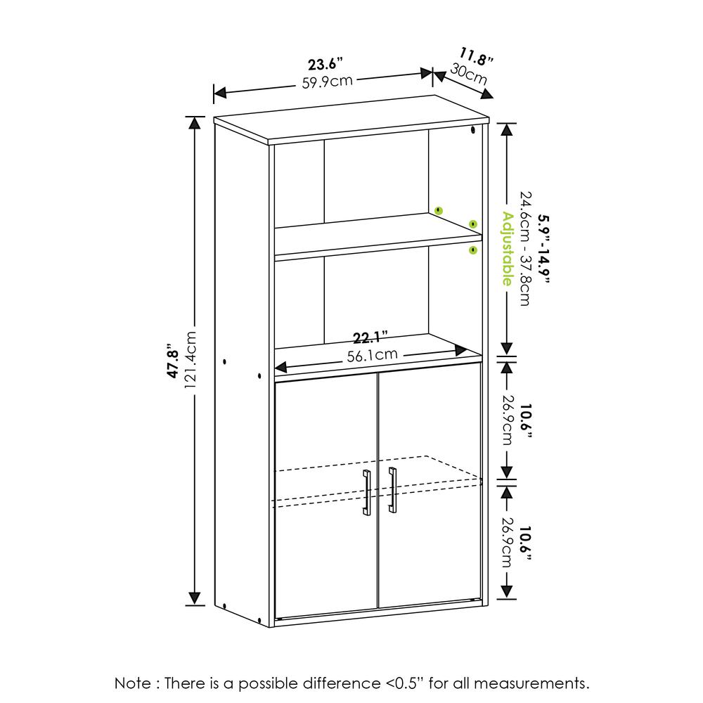 Furinno Pasir Storage Cabinet with 2 Open Shelves and 2 Doors, Black Oak. Picture 2