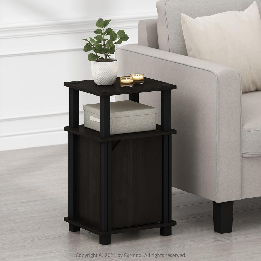 Furinno Just 3-Tier End Table with Door, Espresso/Black. Picture 8