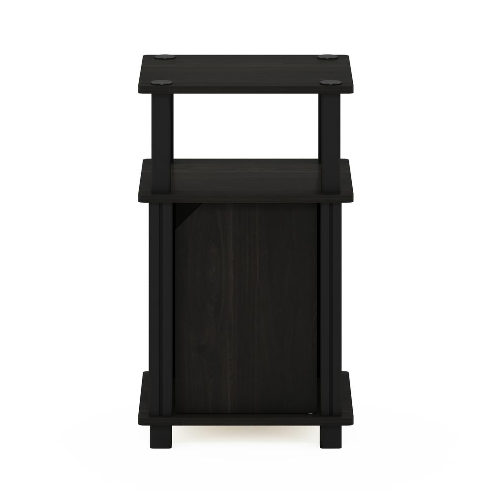 Furinno Just 3-Tier End Table with Door, Espresso/Black. Picture 3