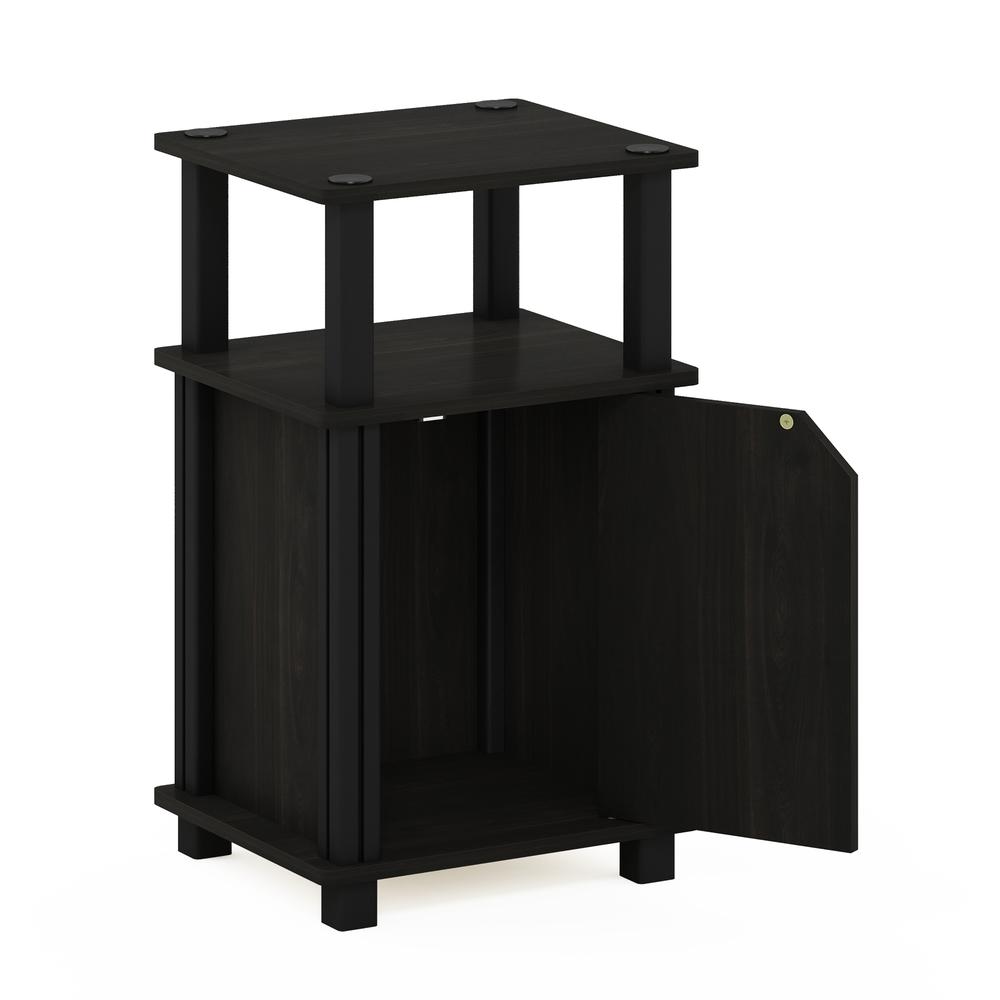 Furinno Just 3-Tier End Table with Door, Espresso/Black. Picture 4