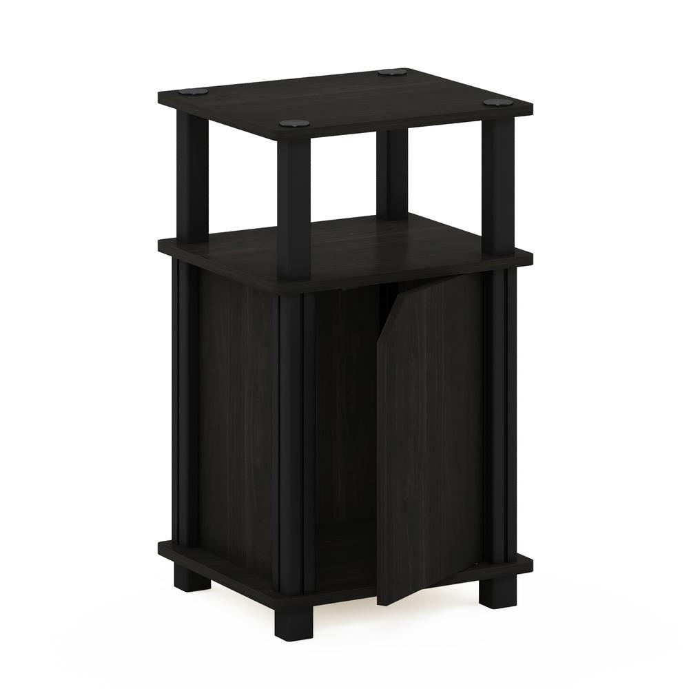 Furinno Just 3-Tier End Table with Door, Espresso/Black. Picture 5