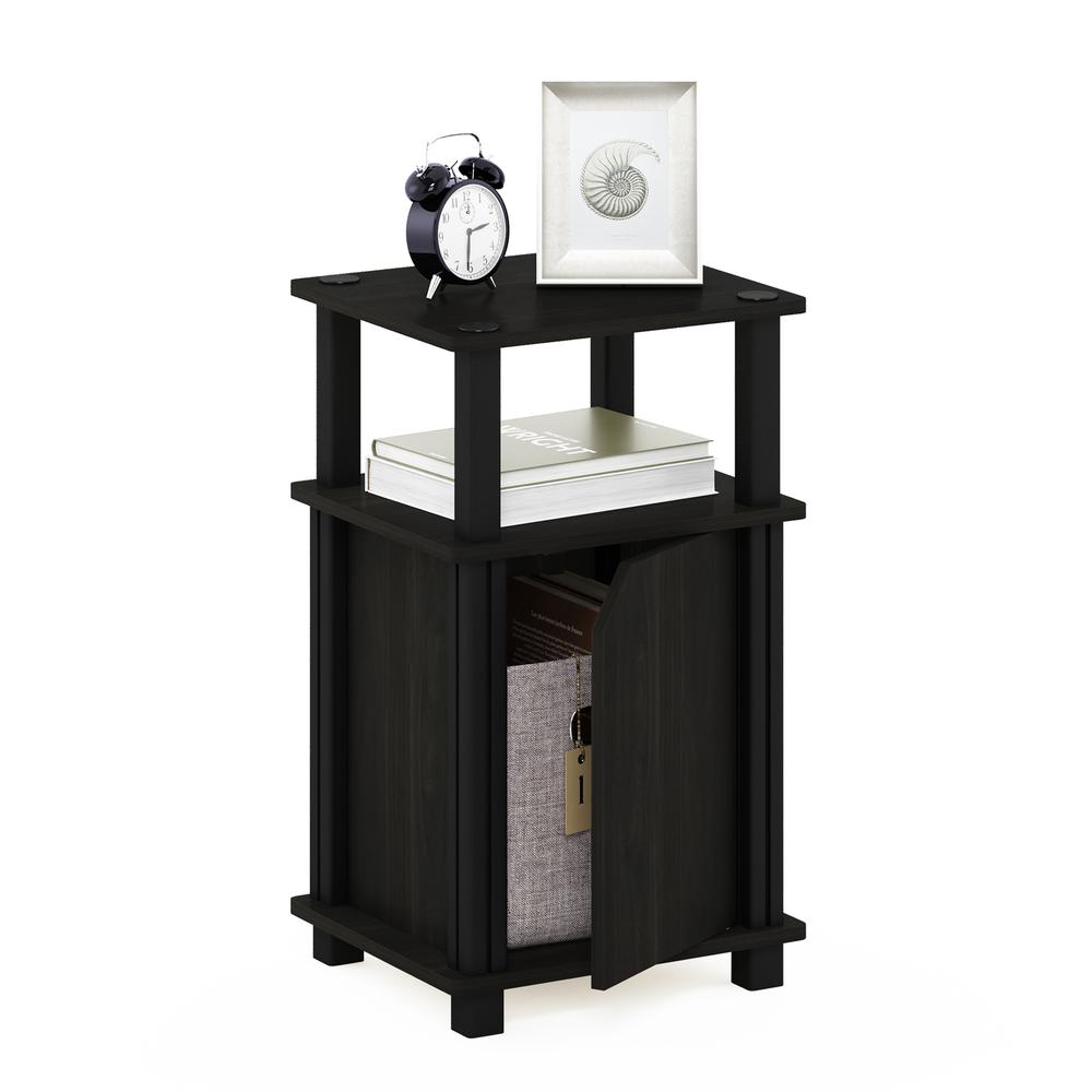 Furinno Just 3-Tier End Table with Door, Espresso/Black. Picture 6