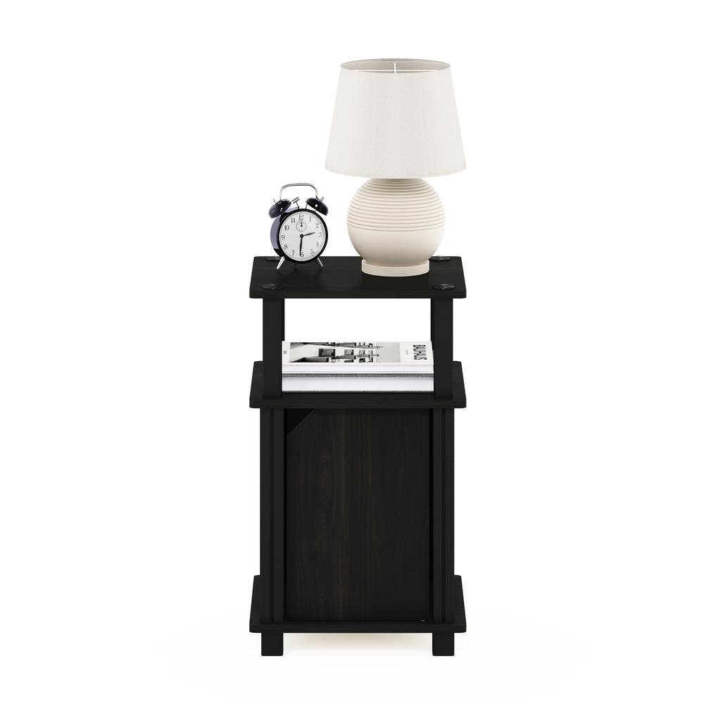 Furinno Just 3-Tier End Table with Door, Espresso/Black. Picture 7