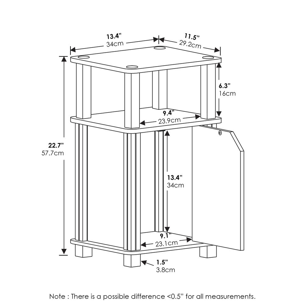 Furinno Just 3-Tier End Table with Door, French Oak/Black. Picture 2