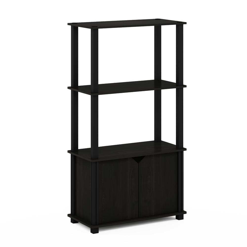 Furinno Go Green 4-Tier Multipurpose Display Shelf with Door, Espresso/Black. Picture 1