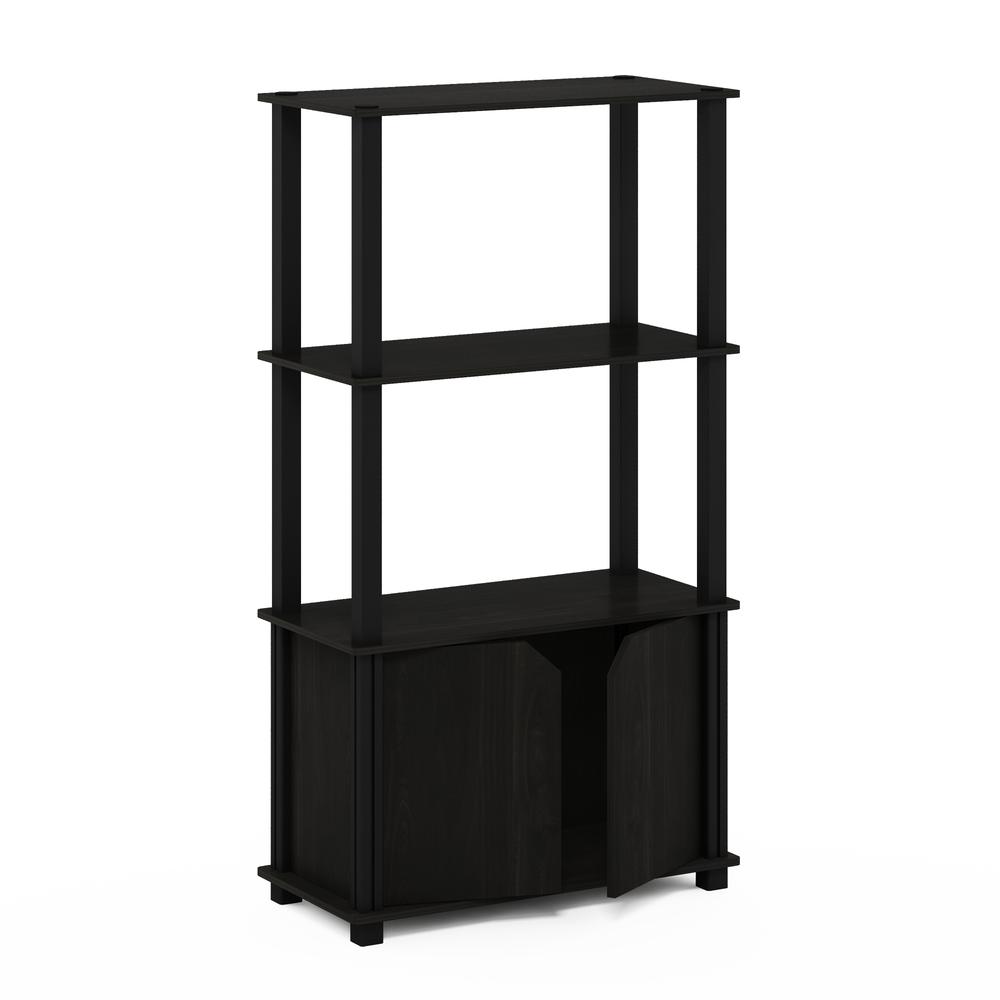 Furinno Go Green 4-Tier Multipurpose Display Shelf with Door, Espresso/Black. Picture 5