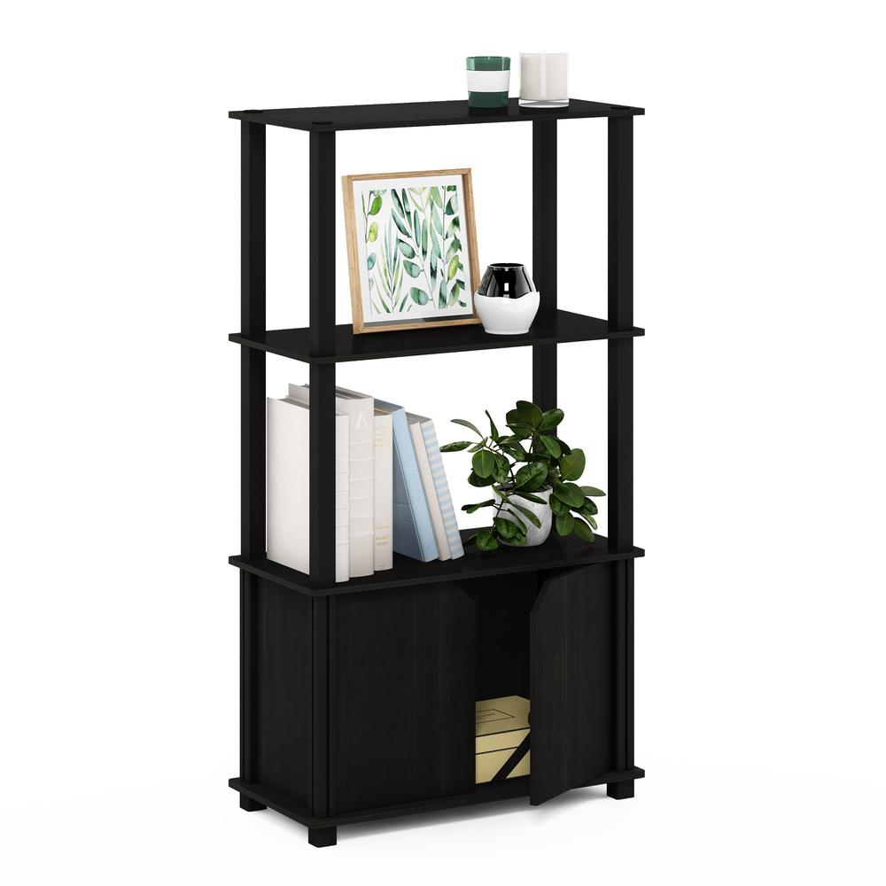 Furinno Go Green 4-Tier Multipurpose Display Shelf with Door, Espresso/Black. Picture 6