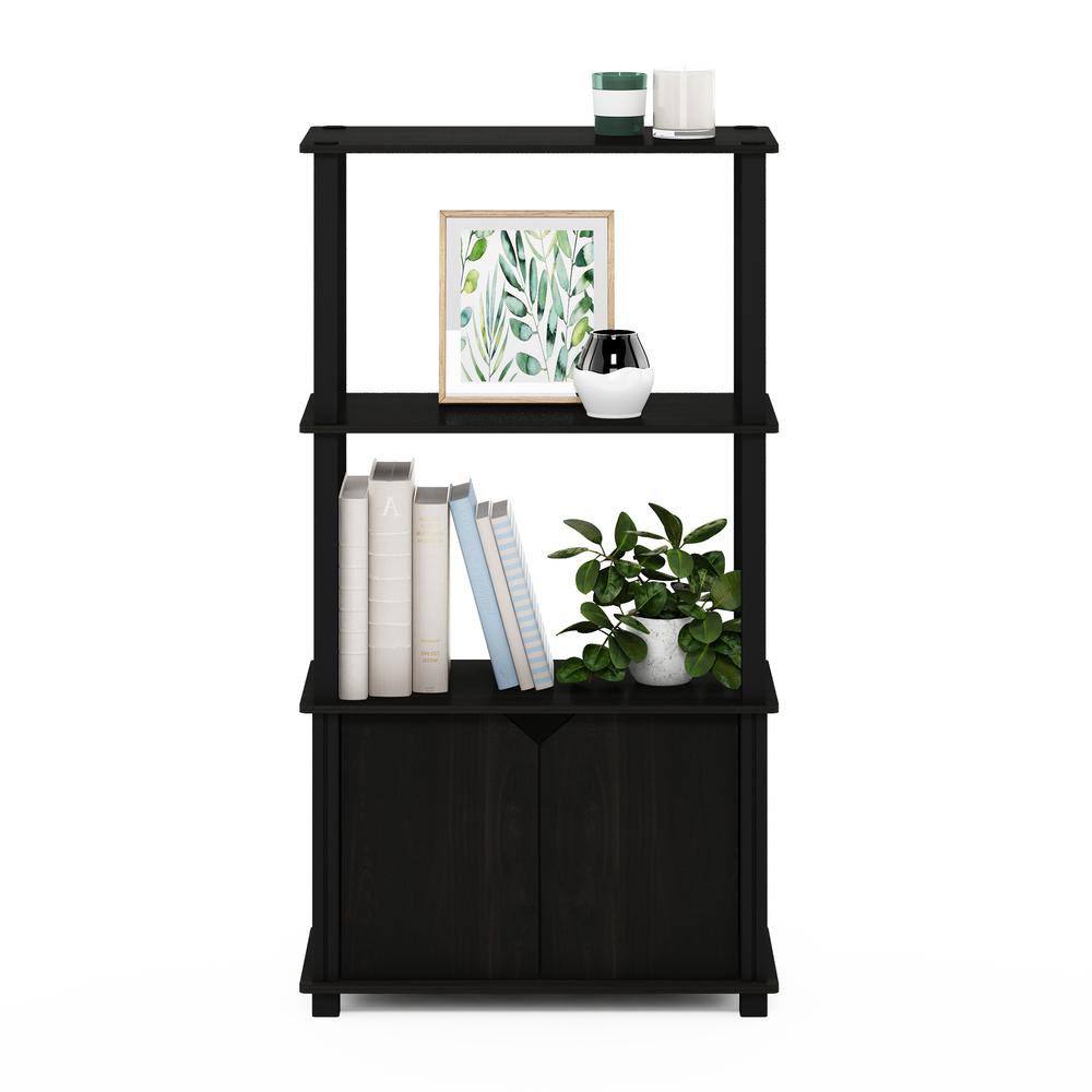 Furinno Go Green 4-Tier Multipurpose Display Shelf with Door, Espresso/Black. Picture 7