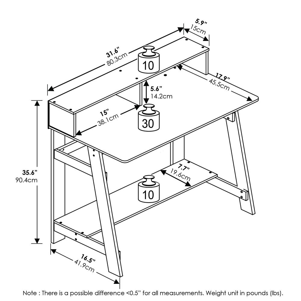 Furinno Simplistic A Frame Computer Desk, White. Picture 2
