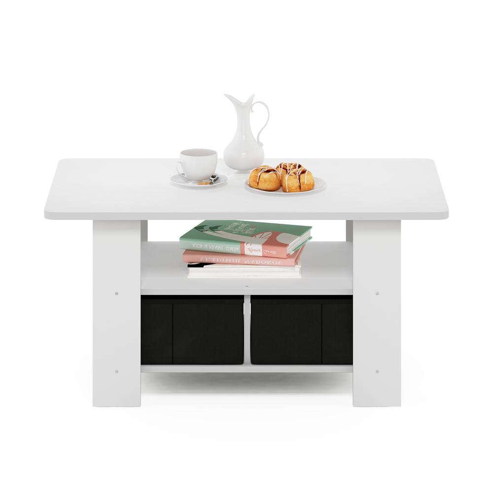 Furinno Andrey Coffee Table with Bin Drawer, White/Black. Picture 4