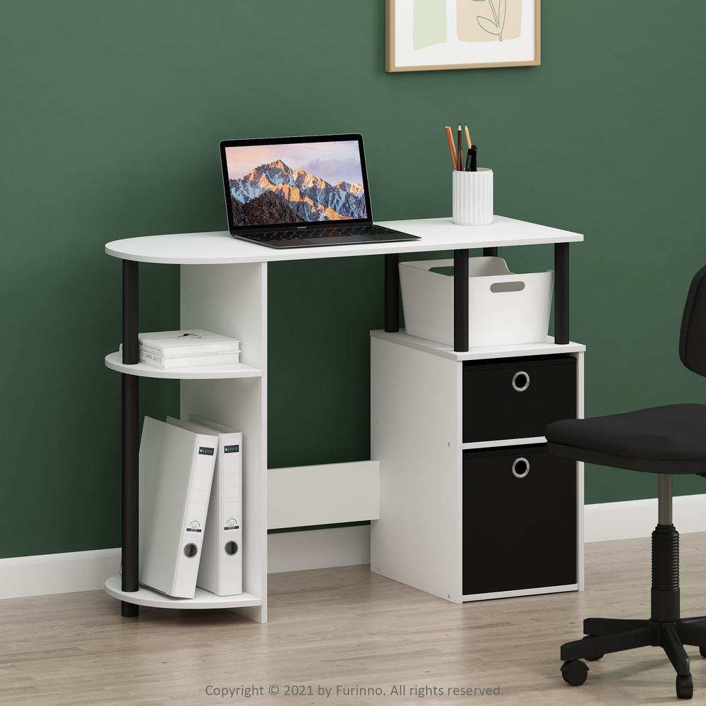 JAYA Simplistic Computer Study Desk with Bin Drawers, White/Black/Black. Picture 6