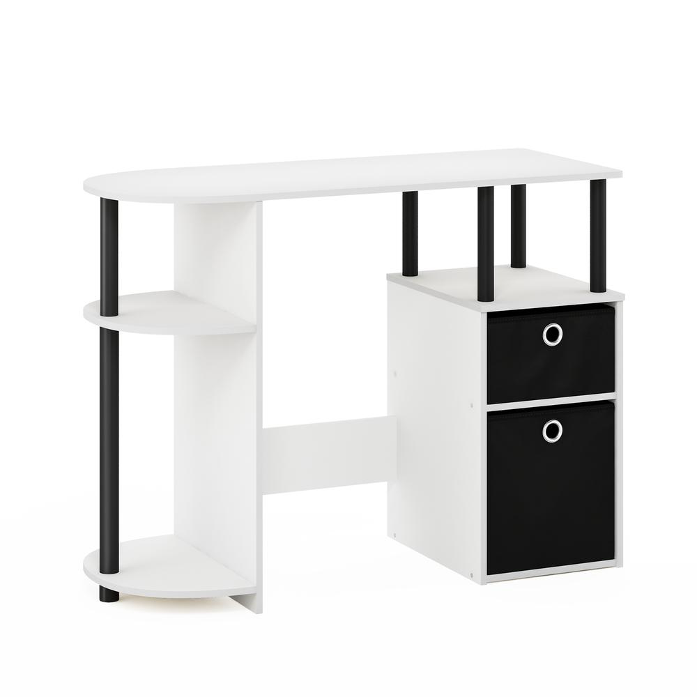 JAYA Simplistic Computer Study Desk with Bin Drawers, White/Black/Black. Picture 1