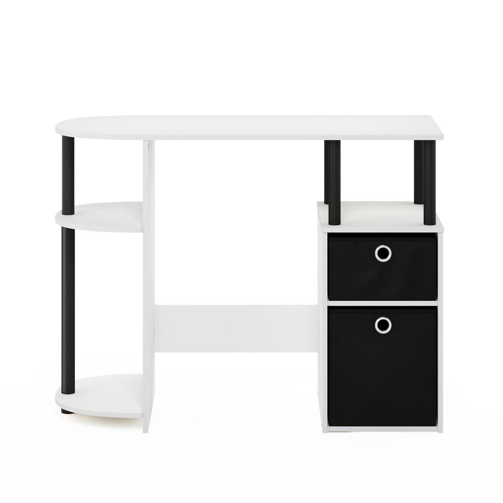 JAYA Simplistic Computer Study Desk with Bin Drawers, White/Black/Black. Picture 3