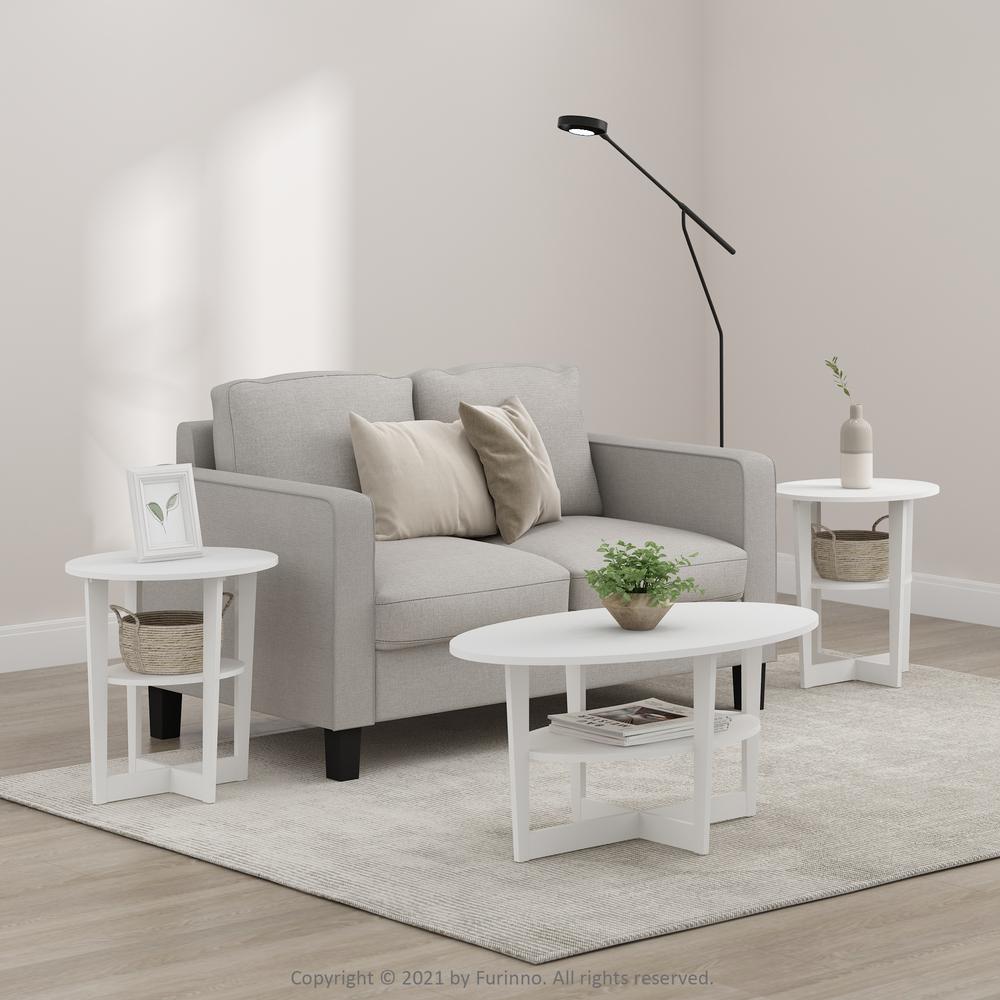 JAYA Oval End Table, White, Set of 2. Picture 2