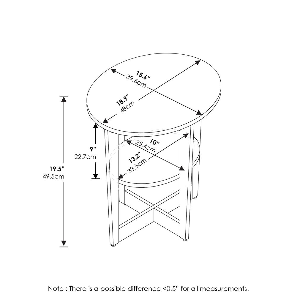 JAYA Oval End Table, White, Set of 2. Picture 5