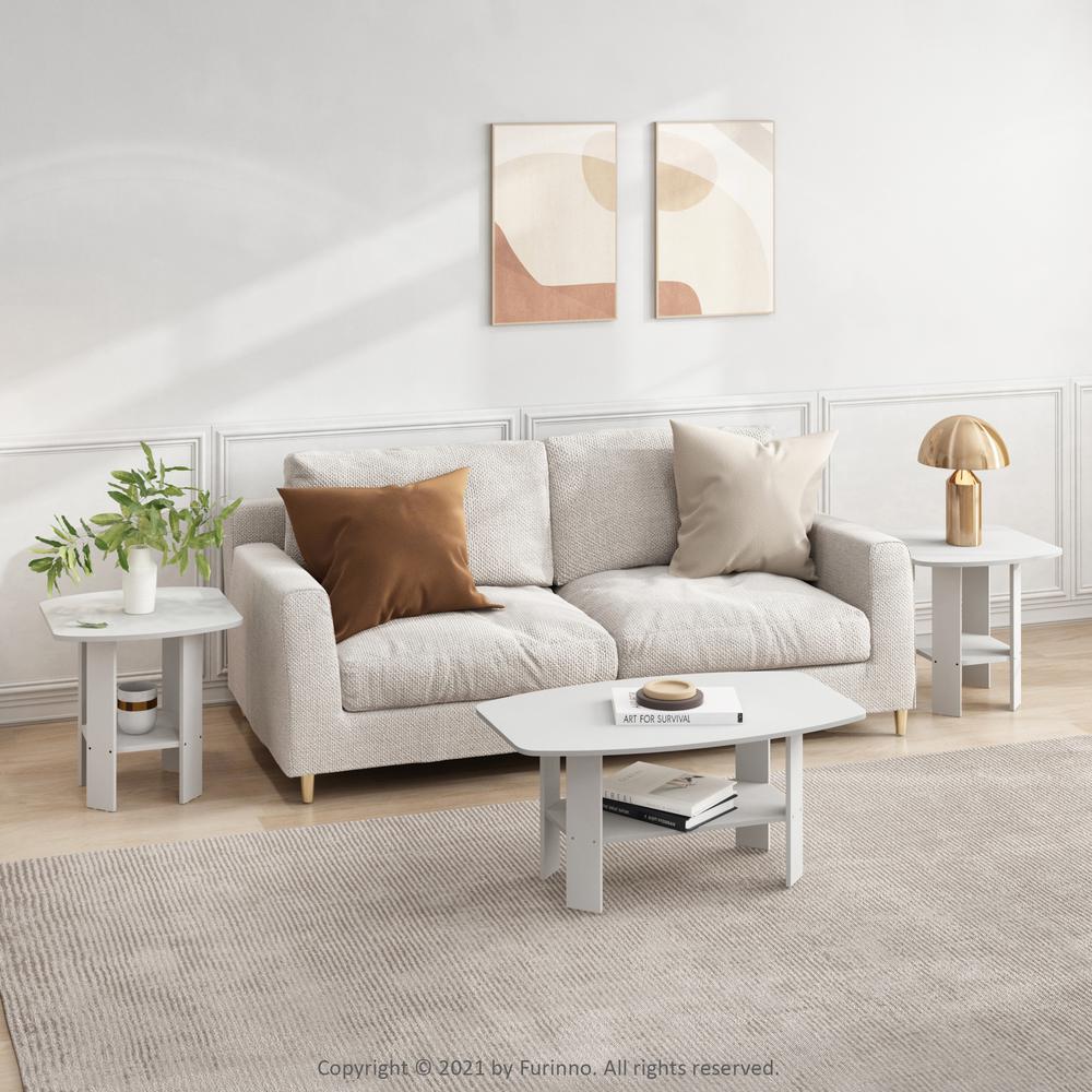 Simple Design End Table, White, Set of 2. Picture 5