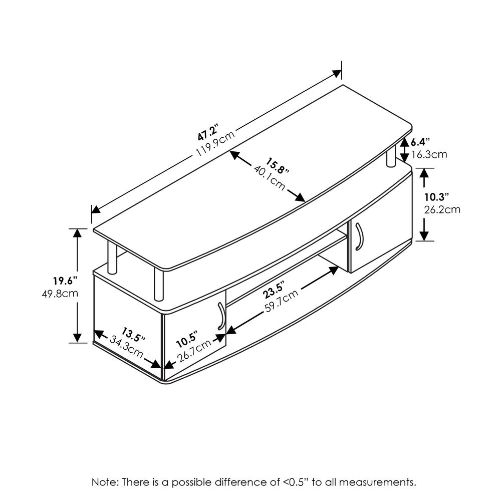 Furinno JAYA Large Entertainment Center Hold up to 55-IN TV, White/Black. Picture 2