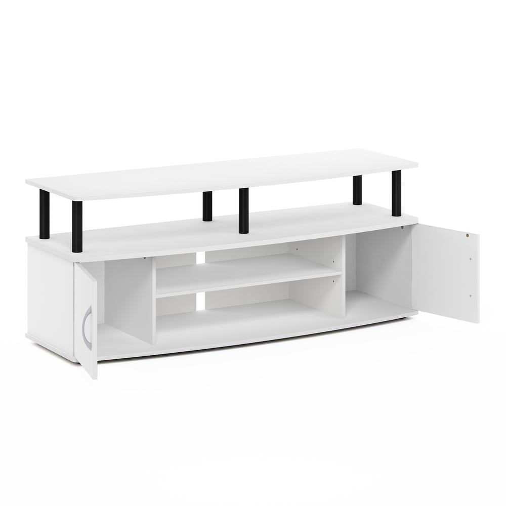 Furinno JAYA Large Entertainment Center Hold up to 55-IN TV, White/Black. Picture 4