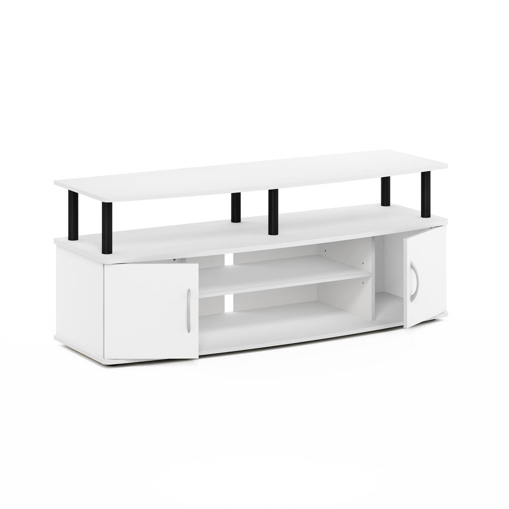 Furinno JAYA Large Entertainment Center Hold up to 55-IN TV, White/Black. Picture 5