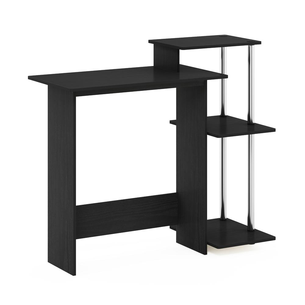 Furinno Efficient Home Laptop Notebook Computer Desk, Americano/Stainless Steel. Picture 1