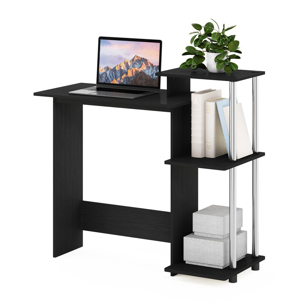 Furinno Efficient Home Laptop Notebook Computer Desk, Americano/Stainless Steel. Picture 5