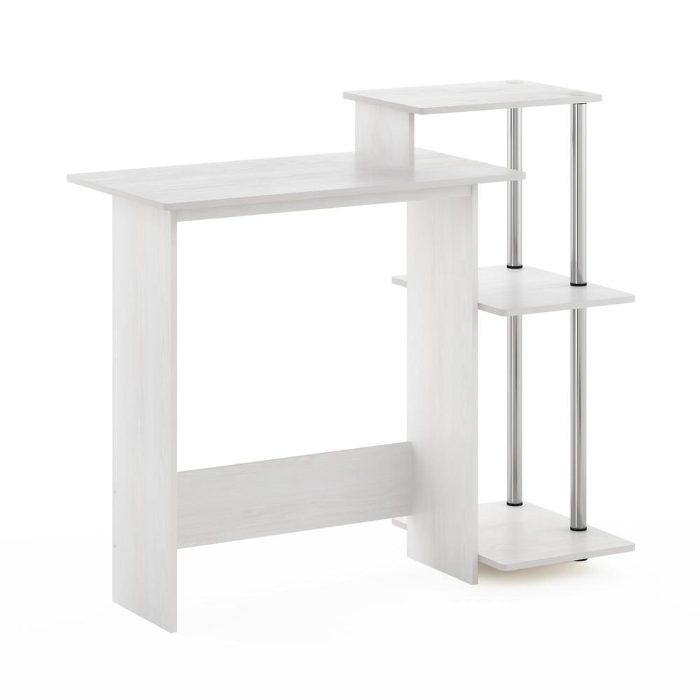 Furinno Efficient Home Laptop Notebook Computer Desk, White Oak/Stainless Steel. Picture 1