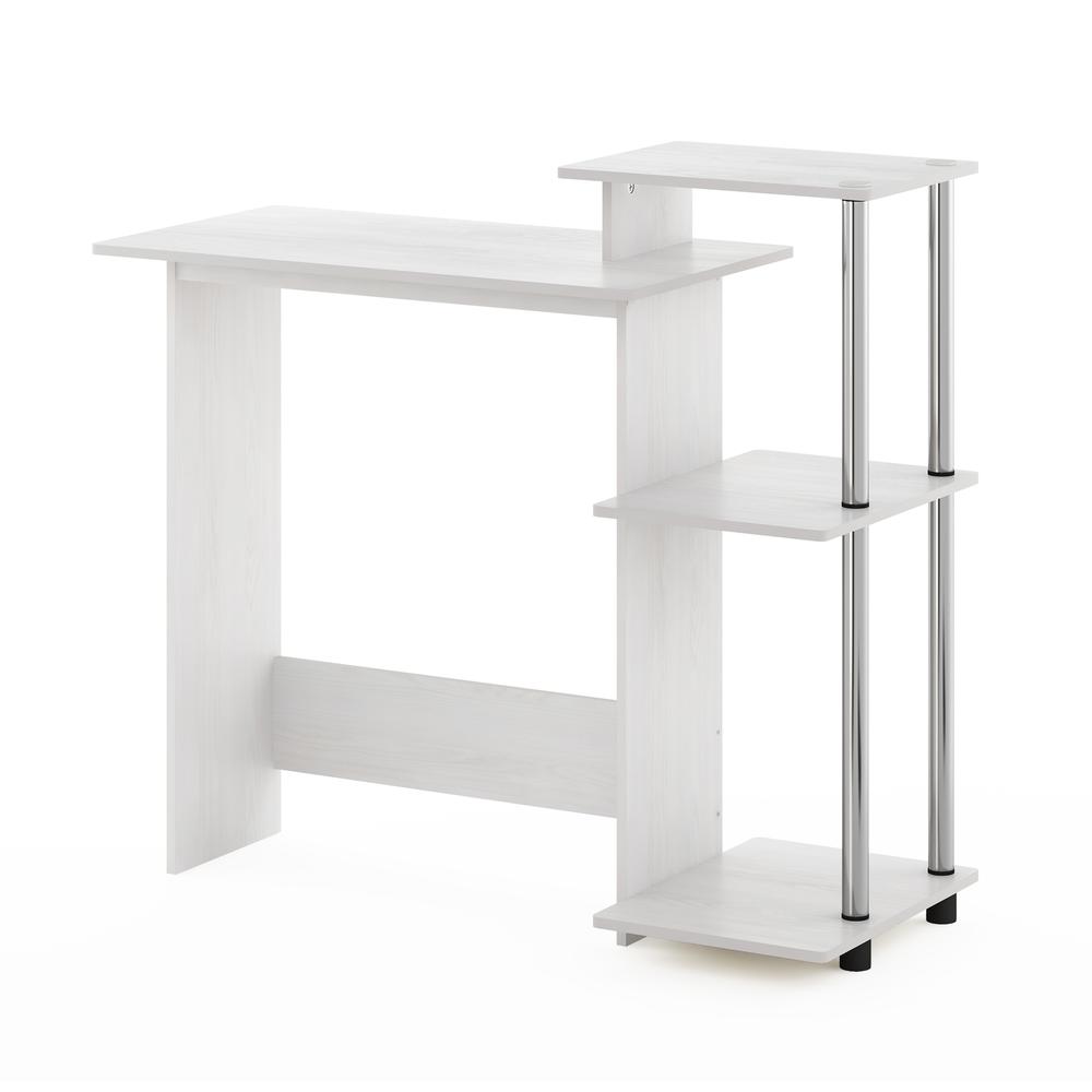 Furinno Efficient Home Laptop Notebook Computer Desk, White Oak/Stainless Steel. Picture 4