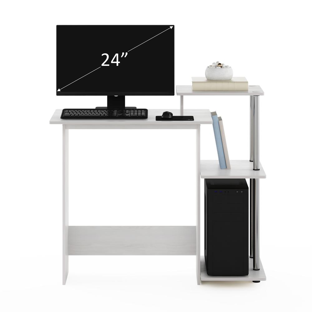 Furinno Efficient Home Laptop Notebook Computer Desk, White Oak/Stainless Steel. Picture 6