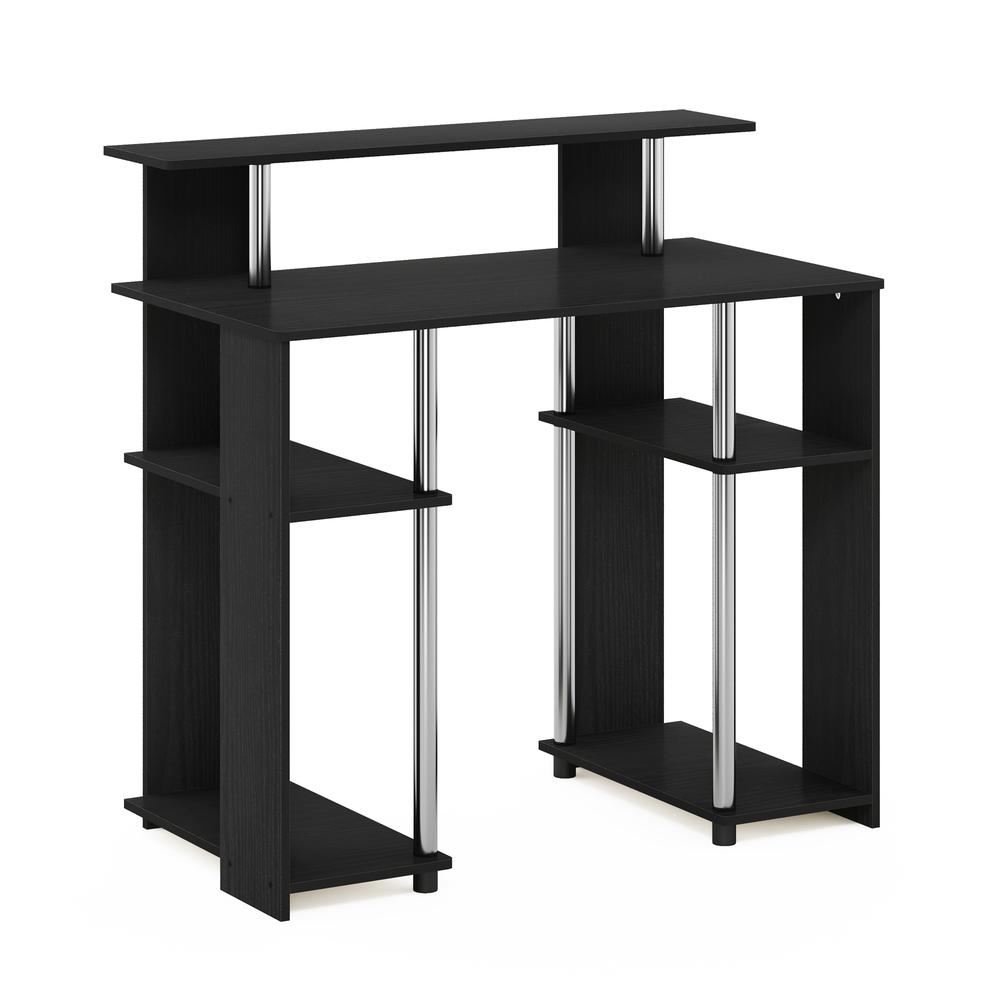 Furinno JAYA Simple Design Computer Writing Desk, Americano, Stainless Steel Tubes. Picture 1