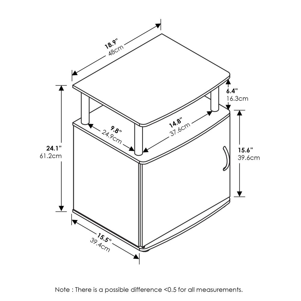 Furinno JAYA Utility Design End Table, Americano, Stainless Steel Tubes. Picture 2