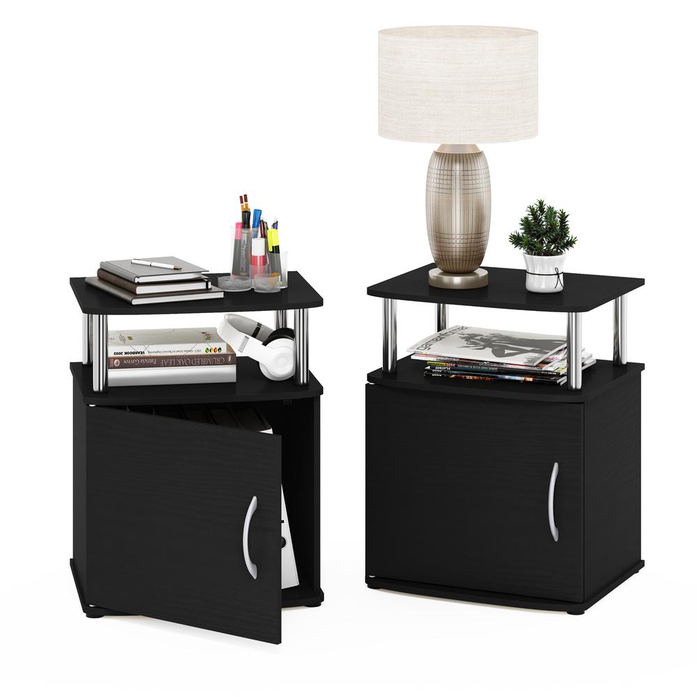 Furinno JAYA Utility Design End Table, Americano, Stainless Steel Tubes. Picture 4